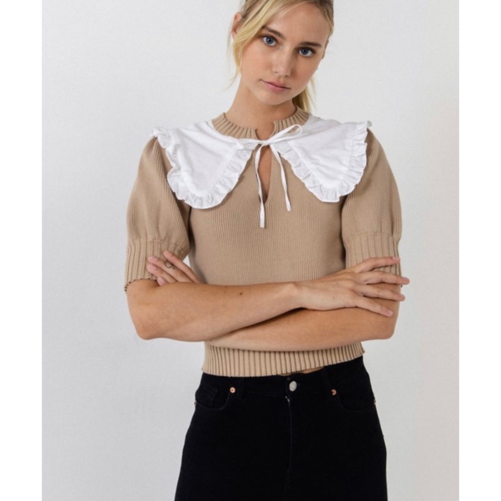 Knit Sweater with Bib Collar
